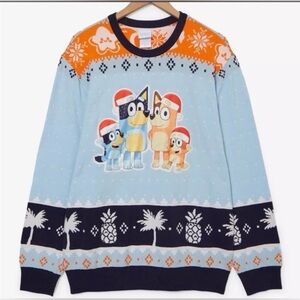 Hot Topic Unisex Bluey Heeler Family Santa Hat Holiday sweater plus size 3x NWT